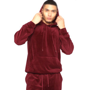 Unisex <b>Black</b> Velour Comfortable Hooded Jogger <b>Pants</b> Elastic Waist Full Length Casual Winter Wear Solid Color Side Pockets - Product Image 3