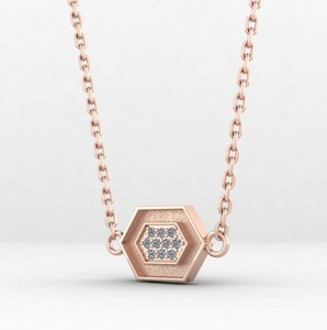 Colgante de Plata 925 de Alta Calidad con Diseño de Panal Hexagonal, Engaste Central de Circonita Cúbica, Relleno de Resina para Cenizas, Joyería de 10x14mm - Product Image 2