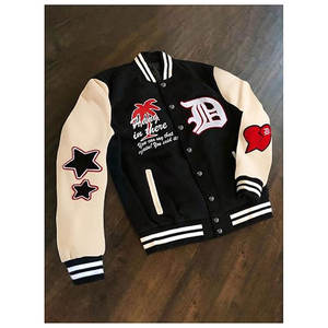 เสื้อแจ็คเก็ตวาร์ซิตี้ผู้ชาย ลายกราฟิกบล็อกสี แขนยาว สตรีทแวร์ เสื้อแจ็คเก็ตเบสบอล สไตล์เรโทร ฮิปฮอป เสื้อคลุมลำลอง โอเวอร์ไซส์ สไตล์วิทยาลัย - Product Image 4