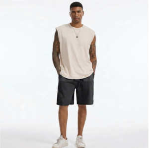 Pantalones Cortos Bermuda Casuales para Hombre, Tejido Oxford Sólido, Transpirables, Ecológicos, de Secado Rápido, Mezcla de Algodón, Cintura Elástica Media, para Gimnasio - Product Image 1