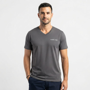 Regular <b>Fit</b> Men's <b>V</b> Neck Cotton T Shirt Heavy Fabric Breathable Plain Casual Tee Custom Label Clothing Manufacturer - Product Image 6