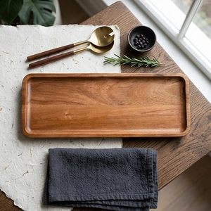 Acacia Wood <b>Disposable</b> Modern Rectangular Polished Serving Tray & Cheese <b>Plate</b> for Home Party - Product Image 5