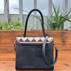 Sac à main bandoulière en cuir véritable à motif damier, style western, pour femme – Vente chaude - Product Image 5