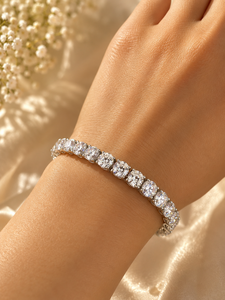 Colour Mountain 7.5 Inch White Gold Plated 925 Sterling Silver Cut Moissanite Tennis <b>Bracelet</b> Luxury Unisex Jewelry - Product Image 2
