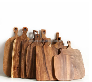 Planche à découper classique en bois, plateau de service en bambou et bois de manguier, plateau pour légumes et fruits avec poignée, ustensiles de cuisine personnalisés - Product Image 2