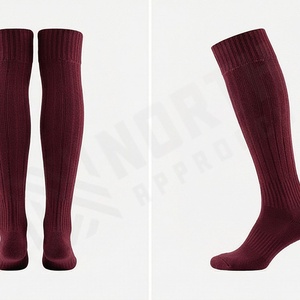 Knee High <b>Socks</b> Solid Color Ribbed Knitted Breathable Casual Wear for Adults - Product Image 4