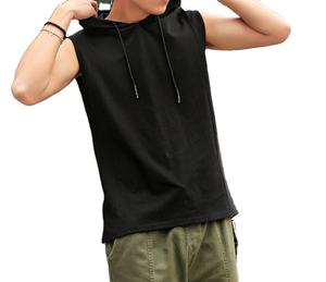 Sudadera con capucha sin mangas informal para hombre, camiseta con cordones, sudadera cómoda de algodón 100% - Product Image 3