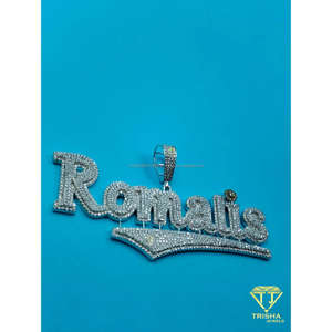 Colgante con Nombre Personalizado, Placa con Nombre Incrustada, Joyería Personalizada, Colgante Hip Hop, Letra de Moissanita Personalizada, Plata de Ley 925, GIA - Product Image 1