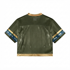 Custom Olive Green Women's Football Jersey Vintage Mesh Streetwear Regular Fit <b>Athletic</b> Wear Embroidered Graphic Number - Product Image 2