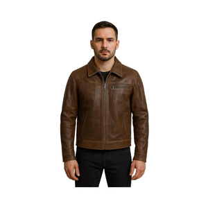 Dernière conception, veste en cuir pleine fleur faite à la main pour homme, marron vintage, noir, style moto, doublure matelassée, tailles personnalisées - Product Image 1