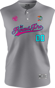 Maillot de baseball personnalisable gris rose cyan, impression sublimée, unisexe adulte, manches courtes, anti-humidité, numéros d'équipe, logo au dos - Product Image 3