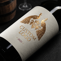 Étiquette de bouteille de vin personnalisée en papier texturé avec impression de luxe en feuille d'or 3D en relief pour verre à liqueur