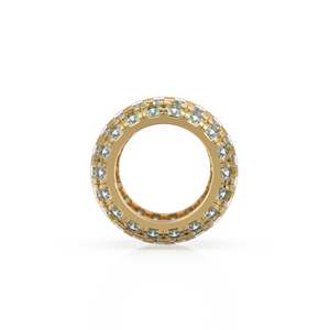 Rondelles grandes de oro macizo italiano de 14K con aguamarina, rondelle decorativa, aguamarina, charm realzador, aguamarina engastada en pavé, rondelle - Product Image 5