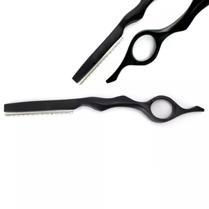 Custom Logo Black Hair Styling <b>Razor</b> Professional Stainless Steel Barber Thinning <b>Razor</b> Feather Style Hair Cutting Shaper Knife - Product Image 5