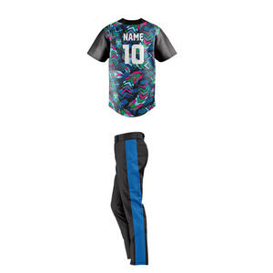 Ensemble d'uniformes de baseball personnalisés, maillot sublimé, imprimé géométrique, violet et blanc, polyester respirant, unisexe adulte - Product Image 3