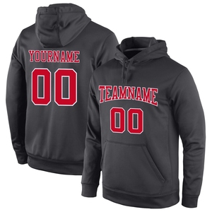 Sweat-shirt à capuche sportif personnalisé, nouveau design, en anthracite, rouge et blanc, vente en gros directe pour l'industrie - Product Image 1
