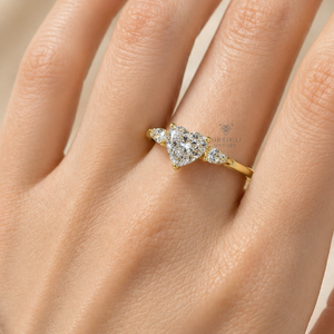 Anillo de Diamante Cultivado en Laboratorio con Forma de Corazón, 1Ct 2Ct, Certificado IGI, Anillo de Compromiso con Diamantes Laterales en Forma de Pera, Oro de 14K, Fabricación Directa, Venta al Por Mayor - Product Image 3