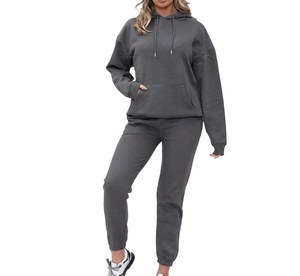 Ensemble de survêtement d'hiver en molleton de coton grande taille respirant à séchage rapide deux pièces pour fitness et jogging, personnalisable avec logo, vente en gros - Product Image 3