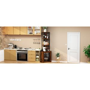 Scaffale angolare da 65 pollici con ante, libreria a 6 livelli e portabicchieri da vino, scaffale angolare autoportante per soggiorno - Product Image 2