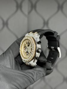 Luxury Moissanite <b>Iced</b> <b>Out</b> Chronograph <b>Watch</b> Gold Silver Tone Fully Paved Dial Bling Statement Hip Hop Timepiece - Product Image 2