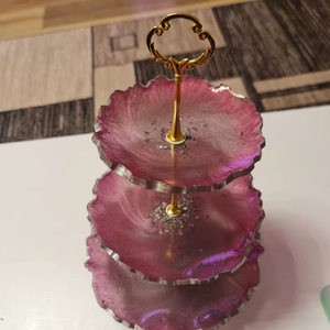 3 Tier Resin Dessert Stand | Handmade Epoxy Resin Serving Tray | Elegant Gold Black <b>Cake</b> Stand | Party Decor | Handmade <b>gift</b> - Product Image 1