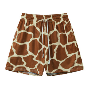 Men's Giraffe Print Polyester Shorts Quick Dry Drawstring Casual Short Shorts Mid Waist <b>Animal</b> <b>Pattern</b> Sport Wear - Product Image 1