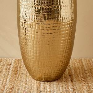 Grand vase de sol ovale en métal texturé bronze, motif croisé, fait main, résistant à la rouille, pour décoration intérieure rustique et industrielle - Product Image 4