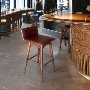 Tabouret de bar réglable en bois massif et métal pour bar à domicile et salle à manger - Product Image 2