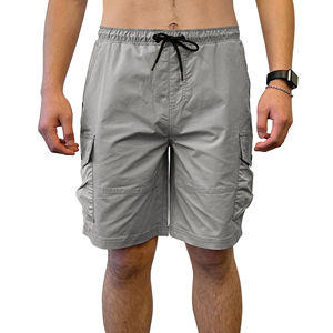 Men's SOLID Color Cargo Shorts Mid Waist Drawstring Closure Bermuda Style Casual Pants Pockets Cotton Material Breathable - Product Image 1