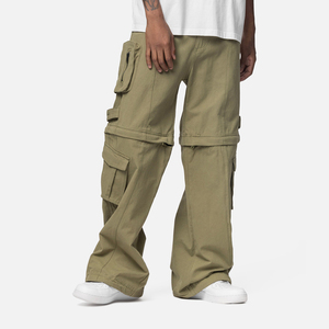 High Quality Heavyweight Men Cotton Cargo Pants Multi Pocket Side Pocket <b>Drawstring</b> Plus Size Casual Loose Fit Cargo <b>Trousers</b> - Product Image 5