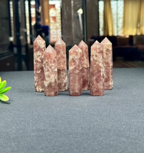 Cristal de Quartz Fraise de Haute Qualité, Points de Guérison, Style Feng Shui, Forme Hexagonale Polie, Thème Amour, Décoration d'Intérieur, Le Meilleur - Product Image 4