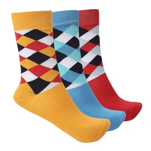 Chaussettes décontractées pour hommes en coton/nylon, respirantes, anti-bactériennes, durables, à motif géométrique, avec logo sur le bord, séchage rapide, pour le printemps - Product Image 1