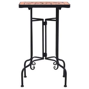 Petite table d'appoint d'extérieur durable en terre cuite, fer noir et céramique - Product Image 2