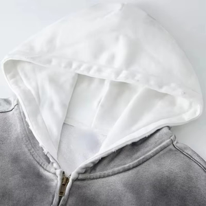 Men Washed Zip Up Hoodies Custom Logo Oversized Fit Tie Dye Pullover Streetwear Quality Cotton Private Label Supplier OEM - Product Image 2