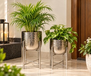 Ensemble de jardinières de sol modernes de luxe en or poli de qualité supérieure avec finition lisse pour la décoration de la maison, des restaurants, des balcons et des hôtels - Product Image 1