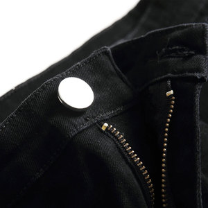 Jean déchiré noir pour homme, coupe slim, effet éclaboussures de peinture, pantalon en denim, streetwear, mode décontractée, design personnalisé - Product Image 4