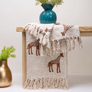 Manta de algodón personalizada de primera calidad, hecha a mano, con estampado de jirafa hecha a mano, para picnic - Product Image 6