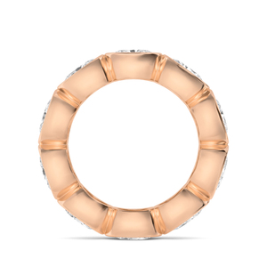 Elegante Anillo de Eternidad de Oro Rosa de 9K con Diamantes Cultivados en Laboratorio, 3 Quilates en Total, Corte Ovalado, Joyería Fina de Moda Vanguardista, Accesorios para Mujer - Product Image 4