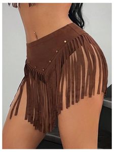 High Street Fashion Vintage Genuine Leather <b>Elastic</b> Waist Mini <b>Skirt</b> for Women Customizable Anti-Wrinkle - Product Image 5