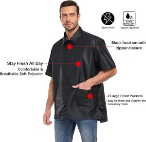 Blouse de Barbier Unisexe Décontractée Hiver Col Montant Légère Respirante Anti-Transpiration pour Coiffeurs - Product Image 2