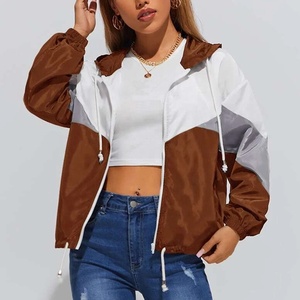 Veste coupe-vent pour femme, personnalisable, faible MOQ, vente en gros, imperméable, écologique, color block, pour l'automne, avec doublure respirante en nylon - Product Image 2