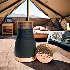 กระติกน้ำทองแดงสีดำ OTSAK พรีเมียม รักษ์โลก ดีไซน์หรูหราทันสมัย ฝาปิดแบบตอกลาย พกพาสะดวก สำหรับสำนักงาน บ้าน และการตั้งแคมป์ - Product Image 1