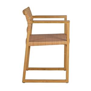 Sillón de comedor de madera de teca de alta calidad con asiento de ratán sintético, mobiliario escandinavo para proyectos de cafeterías y venta al por menor - Product Image 6