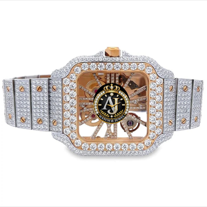 Reloj Mecánico de Esfera Redonda con Incrustaciones de Diamantes Moissanite, Acero Inoxidable, Cierre Oculto, Estilo de Joyería de Lujo - Product Image 1