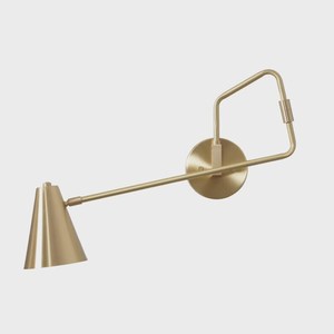 Applique murale moderne en laiton avec abat-jour conique géométrique, luminaire d'intérieur pour salon et décoration intérieure - Product Image 3
