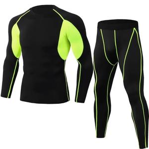 OEM Sublimation Spandex Nylon MMA Suits <b>Men</b> Spandex/Nylon Seamless 2 Piece Set Quick Dry <b>Compression</b> Rash Guard <b>Shorts</b> - Product Image 5