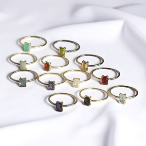 925 Sterling Silver Garnet Baguette Shape <b>Ring</b> | Natural Gemstone <b>Plain</b> Band <b>Ring</b> for Women - Product Image 2