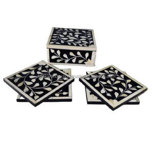 Posavasos de nácar con soporte Juego de posavasos de nácar premium brillante Posavasos de piedra para hoteles y restaurantes de FWE - Product Image 1