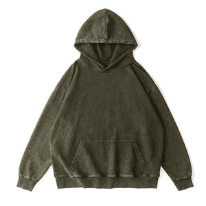 Vente directe usine 2026 – Nouveaux sweats à capuche décontractés délavés à l'acide pour homme, avec logo personnalisé, couleur unie, mélange de coton - Product Image 1