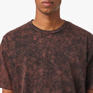 T-shirt homme délavé à l'acide, coupe oversize, style streetwear décontracté, en coton délavé, t-shirt homme délavé à l'acide, style rétro vintage, coton délavé, vêtement décontracté - Product Image 2